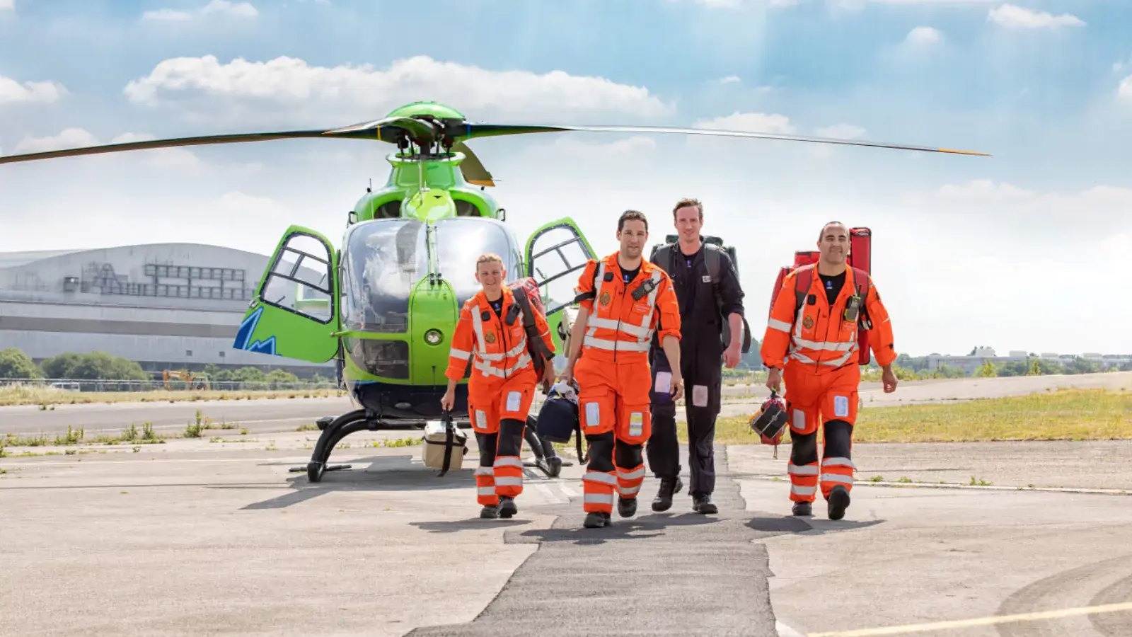 Great Western Air Ambulance team leaving a helicopter